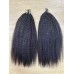  Kinky Straight Human Hair Feather Crochet Extensions, Natural Black 100g